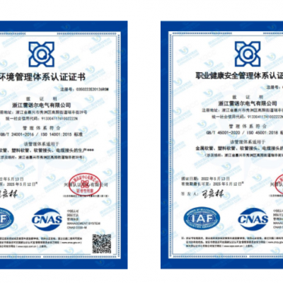 雷諾爾電氣順利通過ISO14001和ISO45001環(huán)境、安全管理體系認(rèn)證